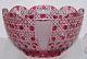 Vintage Czech Cranberry Cut to Clear Glass Punch Bowl Bohemian Red