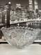 Vintage Deep Cut Crystal Punch Bowl Star Sawtooth edge Star Burst MCM
