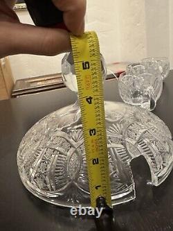 Vintage Deep Cut Glass Punch Bowl with Lid and 12 Glasses selling as Waterford