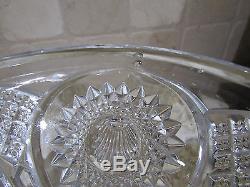 Vintage Deep Cut Glass Punch Bowl with Pedestal