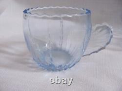 Vintage Depression Glass New Martinsville Blue Radiance Punch Bowl Ladle 12 Cups