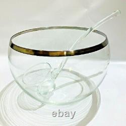 Vintage Dorothy Thorpe Silver Band Glass Punch Bowl Wedding Shower Anniversary