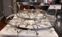 Vintage Dorothy Thorpe Silver Fade Complete Punch Bowl Set + Bonus Ice Bucket