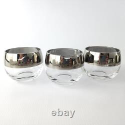 Vintage Dorothy Thorpe Silver Wide Rim Roly Poly Punch Bowl Set with 12 Glasses