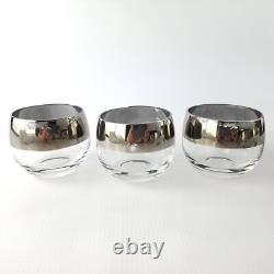 Vintage Dorothy Thorpe Silver Wide Rim Roly Poly Punch Bowl Set with 12 Glasses