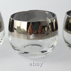 Vintage Dorothy Thorpe Silver Wide Rim Roly Poly Punch Bowl Set with 12 Glasses