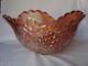 Vintage Dugan Marigold Iridescent Carnival Glass Punch Bowl, Many Fruits Pattern