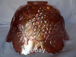 Vintage Dugan Marigold Iridescent Carnival Glass Punch Bowl, Many Fruits Pattern