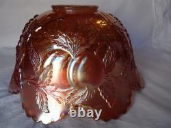 Vintage Dugan Marigold Iridescent Carnival Glass Punch Bowl, Many Fruits Pattern