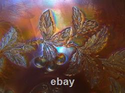 Vintage Dugan Marigold Iridescent Carnival Glass Punch Bowl, Many Fruits Pattern