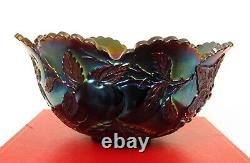 Vintage Dugan Punch Bowl Cherry Grape Peach Many Fruits Bowl Carnival Glass Nice