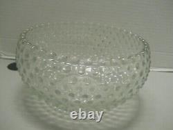 Vintage Duncan Miller Clear Bubble Glass Punch Bowl 12 Cups & Ladle Discontinued