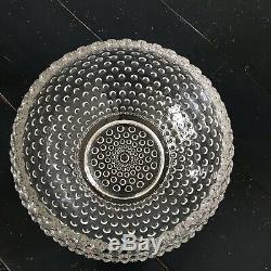 Vintage Duncan Miller Hob Nail Glass Punch Bowl Set Platter 12 Cups & Ladle