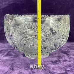 Vintage EAPG L. E. Smith Punch Bowl with 18 Cups Slewed Horseshoe Pin Wheel & Star