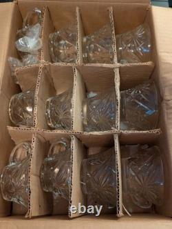 Vintage Early American Precut Arlington Pattern Glass Punch Bowl With 28 Cups