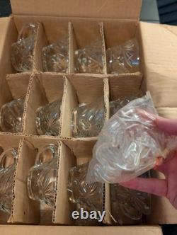 Vintage Early American Precut Arlington Pattern Glass Punch Bowl With 28 Cups