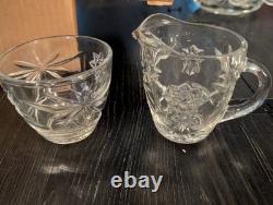 Vintage Early American Precut Arlington Pattern Glass Punch Bowl With 28 Cups