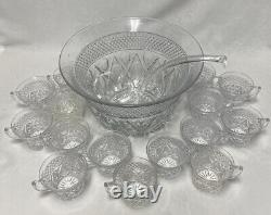 Vintage Elegant Glass Imperial Glass CAPE COD Punch Bowl Cups & Ladle Set