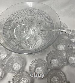 Vintage Elegant Glass Imperial Glass CAPE COD Punch Bowl Cups & Ladle Set