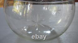 Vintage Etched Starburst Large Clear Glass Punch Set Bowl 11 glasses + Ladle