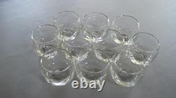 Vintage Etched Starburst Large Clear Glass Punch Set Bowl 11 glasses + Ladle