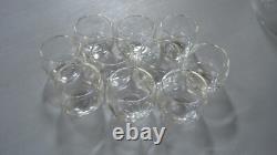 Vintage Etched Starburst Large Clear Glass Punch Set Bowl 11 glasses + Ladle