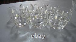 Vintage Etched Starburst Large Clear Glass Punch Set Bowl 11 glasses + Ladle