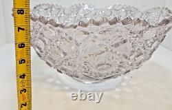 Vintage Extra Large Clear Carved Glass Crystal Punch Serving Bowl 16 Diameter