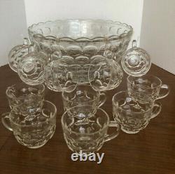 Vintage FEDERAL GLASS PUNCH BOWL SET ORIGINAL BOX 18 PIECES SET CLEAR GLASS