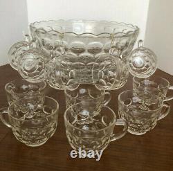 Vintage FEDERAL GLASS PUNCH BOWL SET ORIGINAL BOX 18 PIECES SET CLEAR GLASS