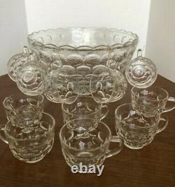 Vintage FEDERAL GLASS PUNCH BOWL SET ORIGINAL BOX 18 PIECES SET CLEAR GLASS