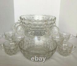 Vintage FEDERAL GLASS PUNCH BOWL SET ORIGINAL BOX 18 PIECES SET CLEAR GLASS