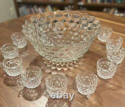 Vintage FOSTORIA AMERICAN 14 PUNCH BOWL and 14 matching cups Stunning