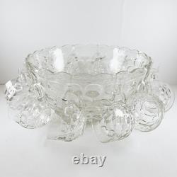 Vintage Federal Glass Jubilee Punch Bowl Set (12 Cups and Serving Bowl)
