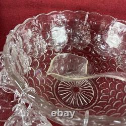 Vintage Federal Glass Jubilee Punch Bowl Set (12 Cups and Serving Bowl) Ladle