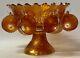 Vintage Fenton Carnival Glass Dark Marigold Orange Tree 8pc Punch Bowl & Cup Set