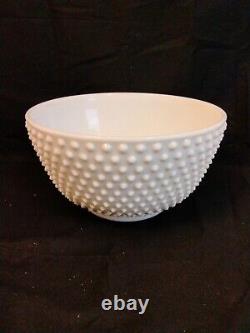 Vintage Fenton Hobnail Milk Glass Punch Bowl 12 Cups Ladle Set EXCELLENT