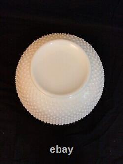 Vintage Fenton Hobnail Milk Glass Punch Bowl 12 Cups Ladle Set EXCELLENT