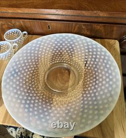 Vintage Fenton Hobnail Opalescent Punch Bowl WithLadle and 9 Cups