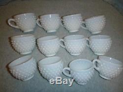 Vintage Fenton Hobnail White Punch Bowl And Cups With Torte (Under Plate) NICE