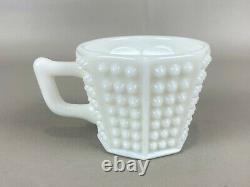 Vintage Fenton Milk Glass Hobnail Octagonal Punch Bowl Set with 12 Cups