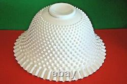 Vintage Fenton Ruffled Edge White Hobnail Milk Glass Punchbowl Set 12 Cups