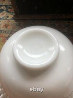 Vintage Fenton Silver Crest Milk Glass Punch Bowl, Base, 6 Cups