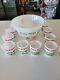 Vintage Fire King Egg Nog Bowl Tom & Jerry with 10 Matching Mugs