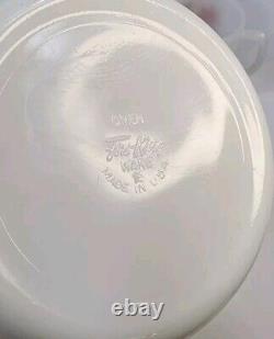 Vintage Fire King Milk Glass Punch Bowl & 8 Mugs Snowflake Tom & Jerry Egg Nog