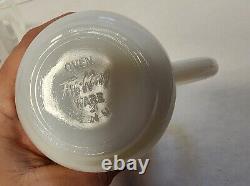 Vintage Fire King Milk Glass Snowflake Tom & Jerry Egg Nog Punch Bowl & 8 Mugs