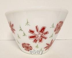 Vintage Fire King Milk Glass Snowflake Tom & Jerry Egg Nog Punch Bowl & 8 Mugs