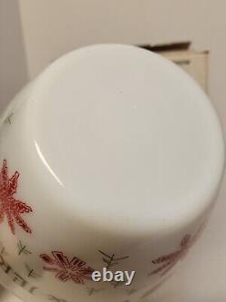 Vintage Fire King Milk Glass Snowflake Tom & Jerry Egg Nog Punch Bowl & 8 Mugs