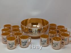 Vintage Fire King Peach Lustre Tom & Jerry Punch Bowl & 16 Mugs Set