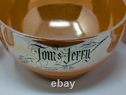 Vintage Fire King Peach Lustre Tom & Jerry Punch Bowl & 16 Mugs Set